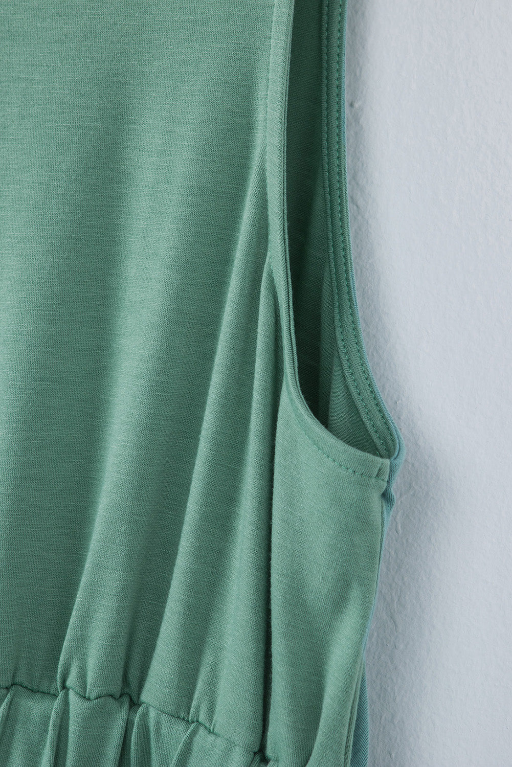 Green Sleeveless Button Front Short Basics Dress