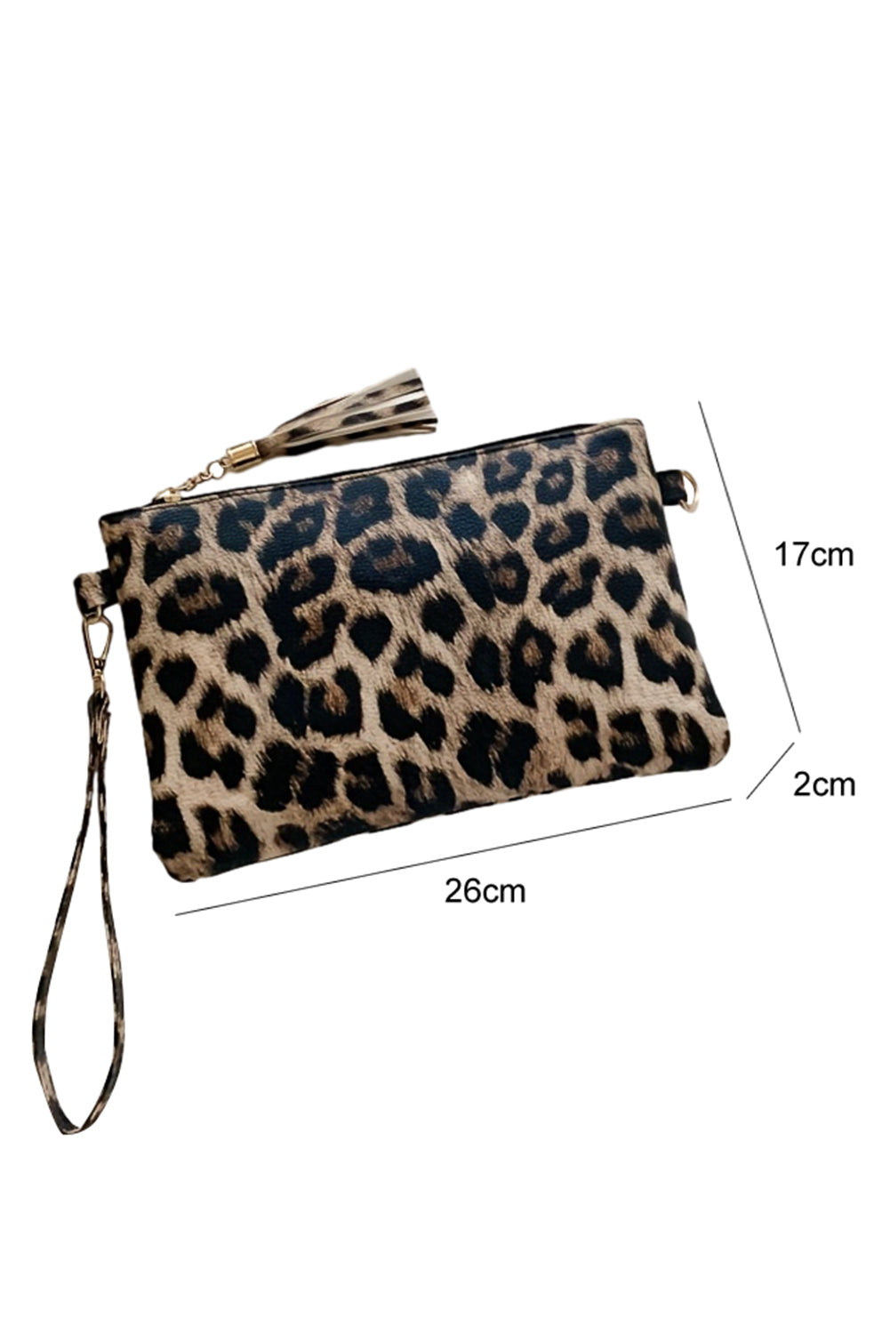 White Leopard Print Wrist Strap Zipped Wallet