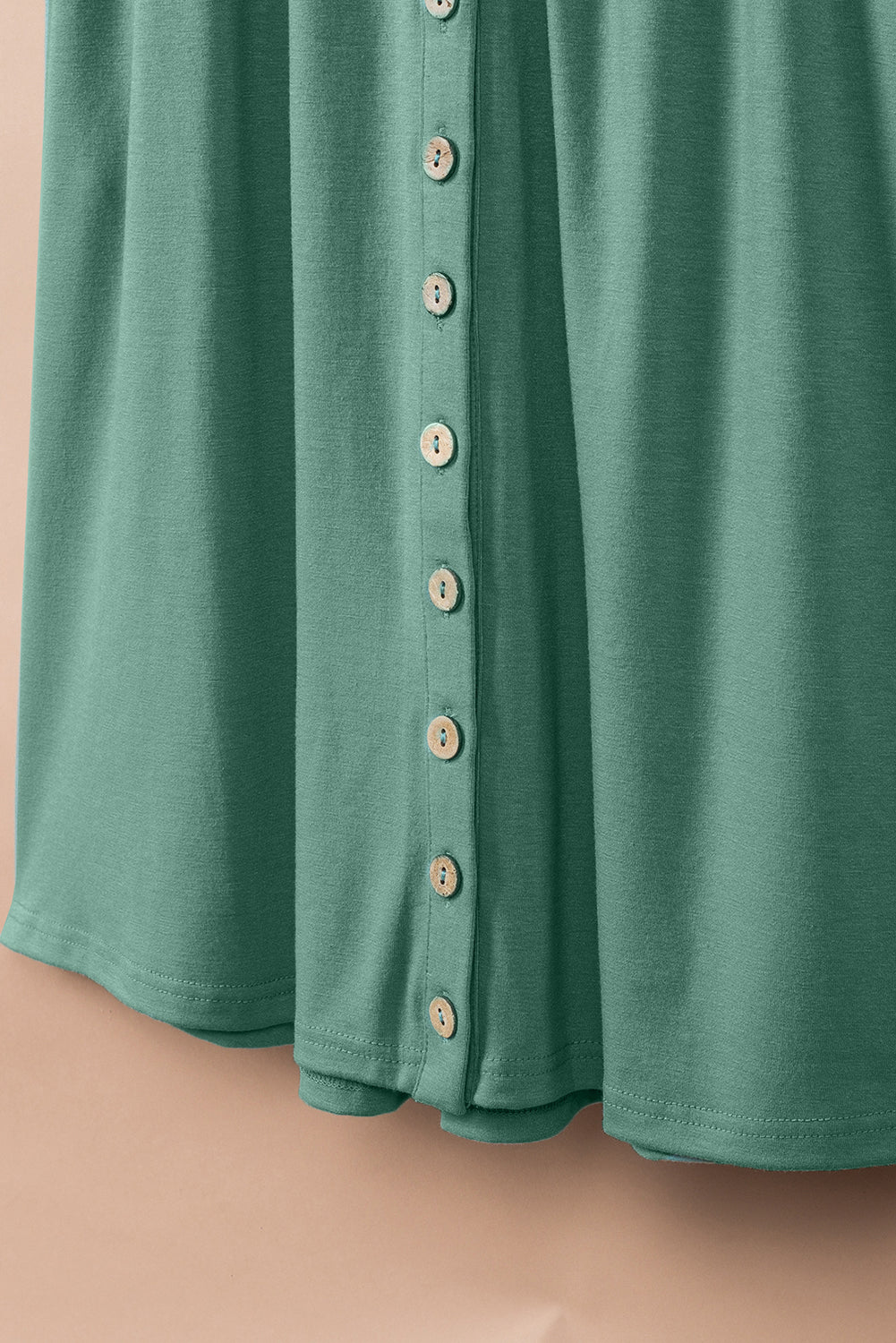 Green Sleeveless Button Front Short Basics Dress