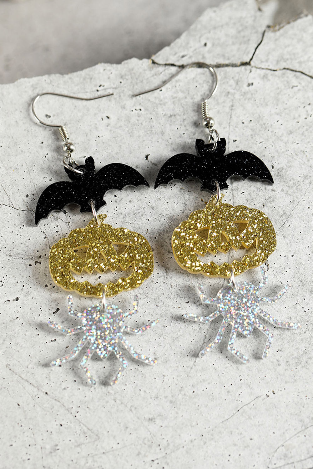 Multicolour Halloween Bat Pumpkin Spider Shiny Dangle Earrings