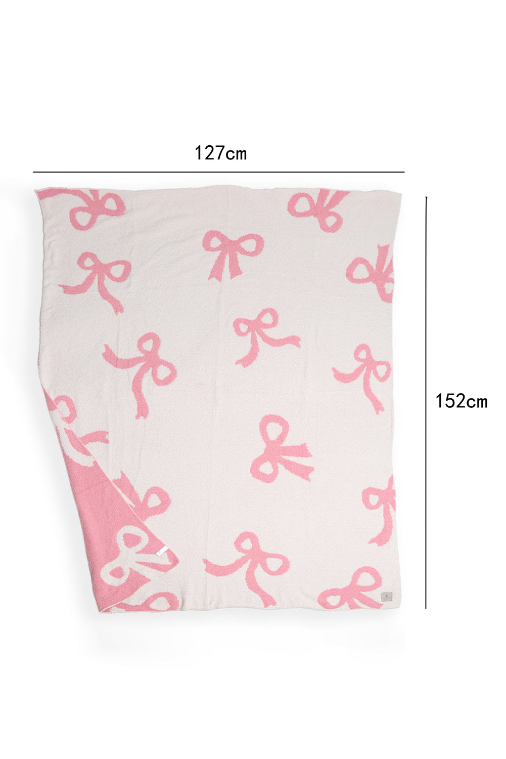 White 127*152cm Bow Printed Cozy Soft Throw Blanket