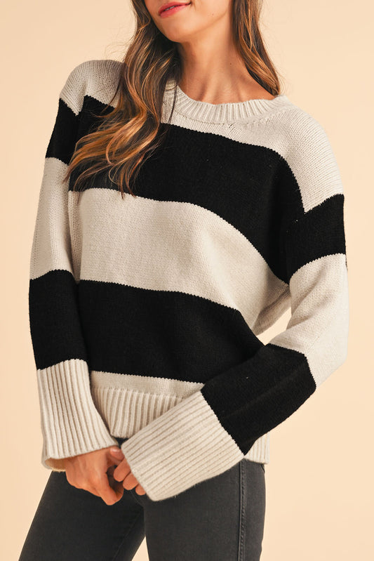 Jet Stream Colorblock Loose Pullover Sweater