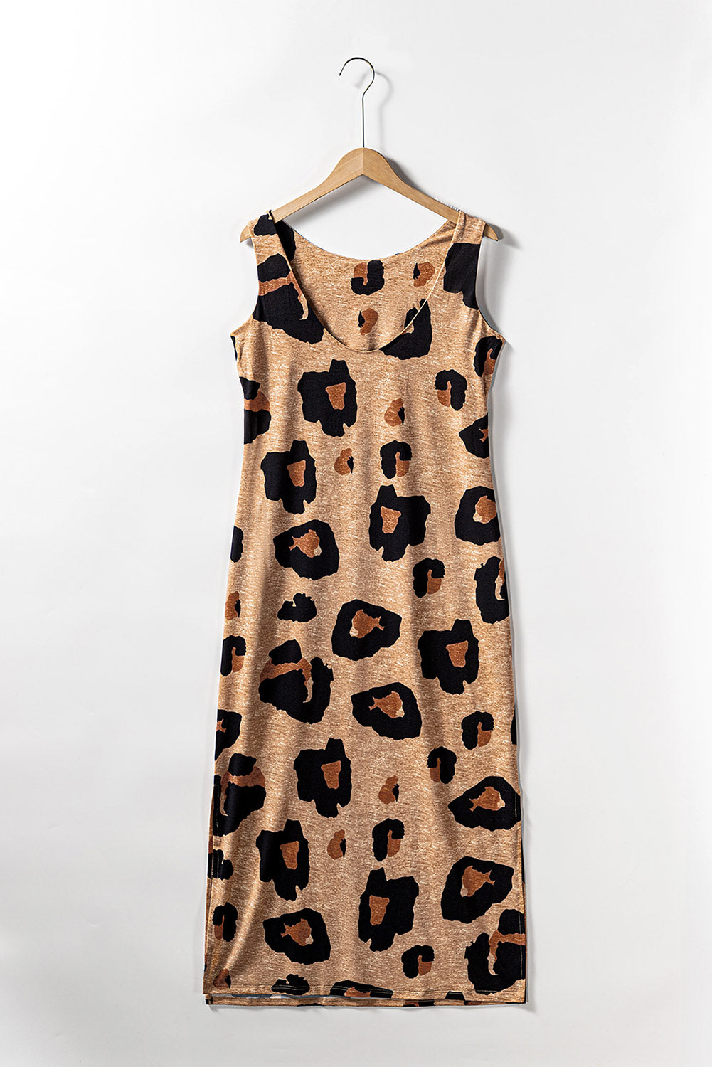 Leopard Split Open Back Sleeveless Maxi Dress