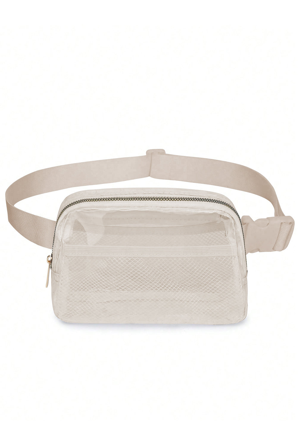 Bright White Adjustable Straps Zipper Clear Waist Bag