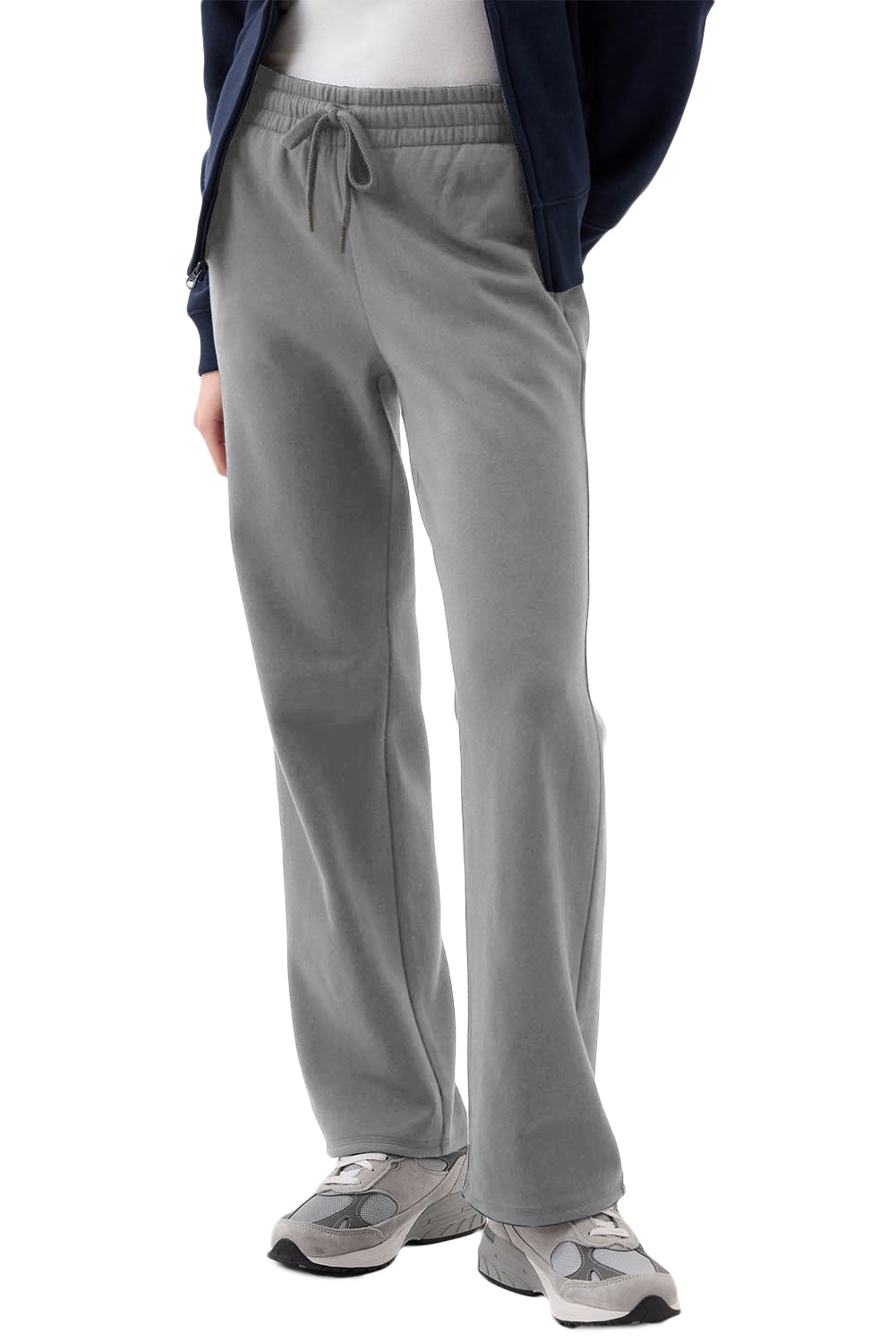 Light Grey Plain Fleece Lined Drawstring Waist Pants