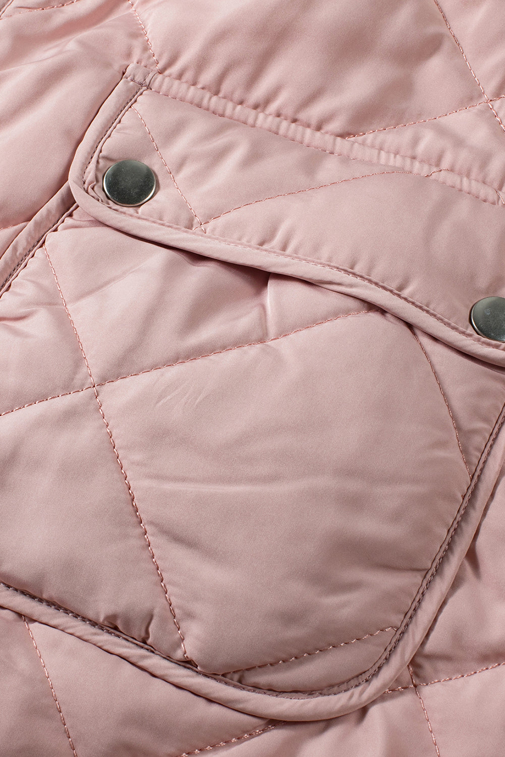 Pink Zip Up Fleece Lined Quilted Vest Coat