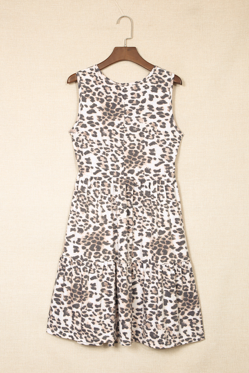 Casual Tiered Sleeveless Leopard Print Dress for Women