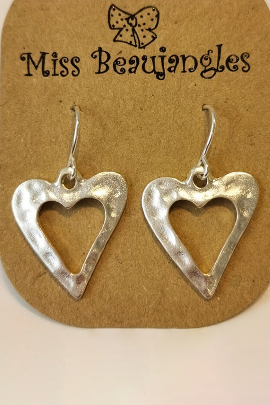 White Valentine Hollowed Heart Shape Dropping Earrings