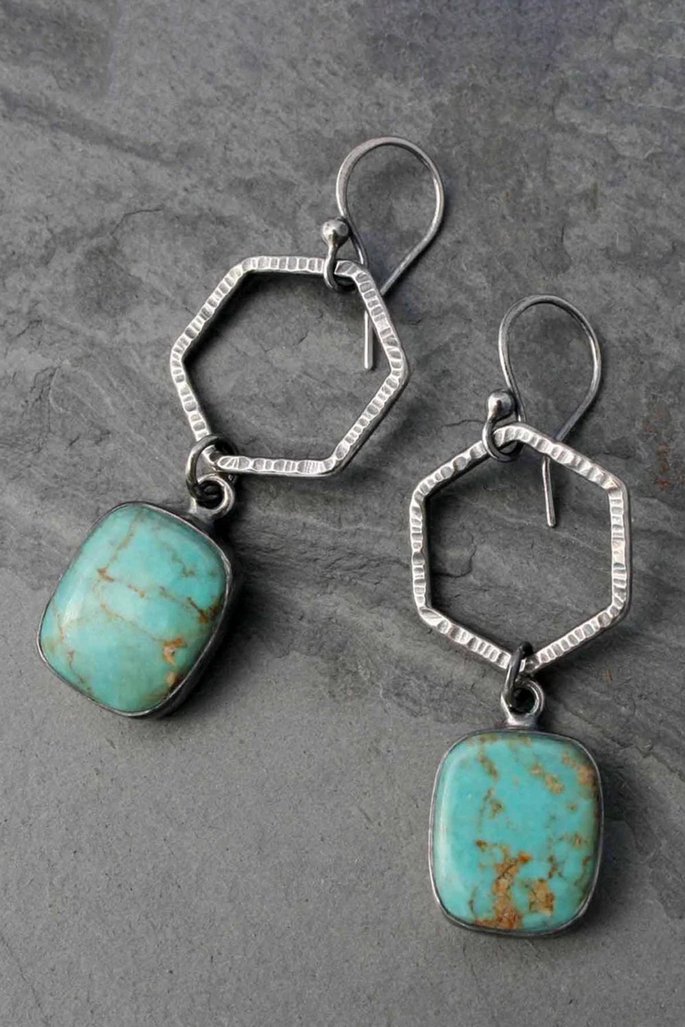 Green Vintage Turquoise Geometric Drop Earrings