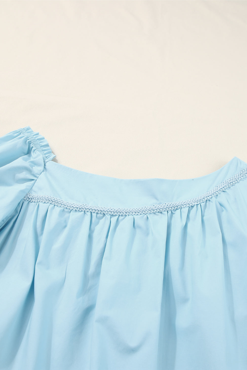 Sky Blue Puff Sleeve Asymmetric Pleated Flowy Mini Dress