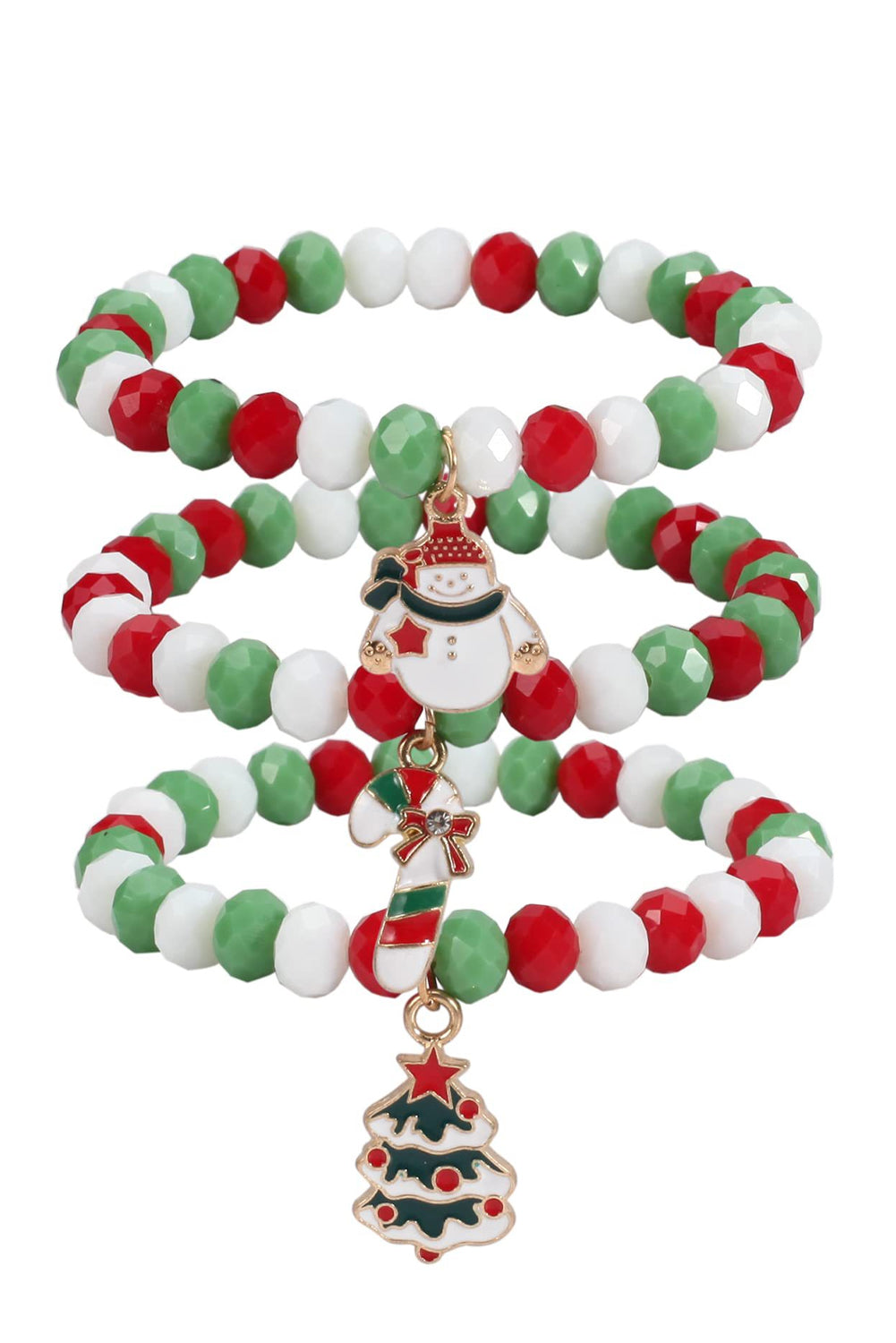 Multicolor Polyhedral Beads Christmas Multi-layer Bracelet