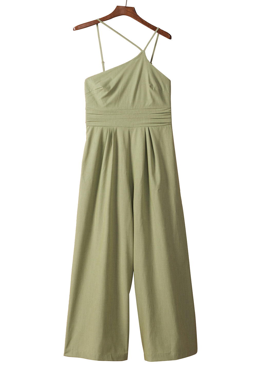 Green Casual Asymmetric Thin Straps Wide Leg Jumpsuit