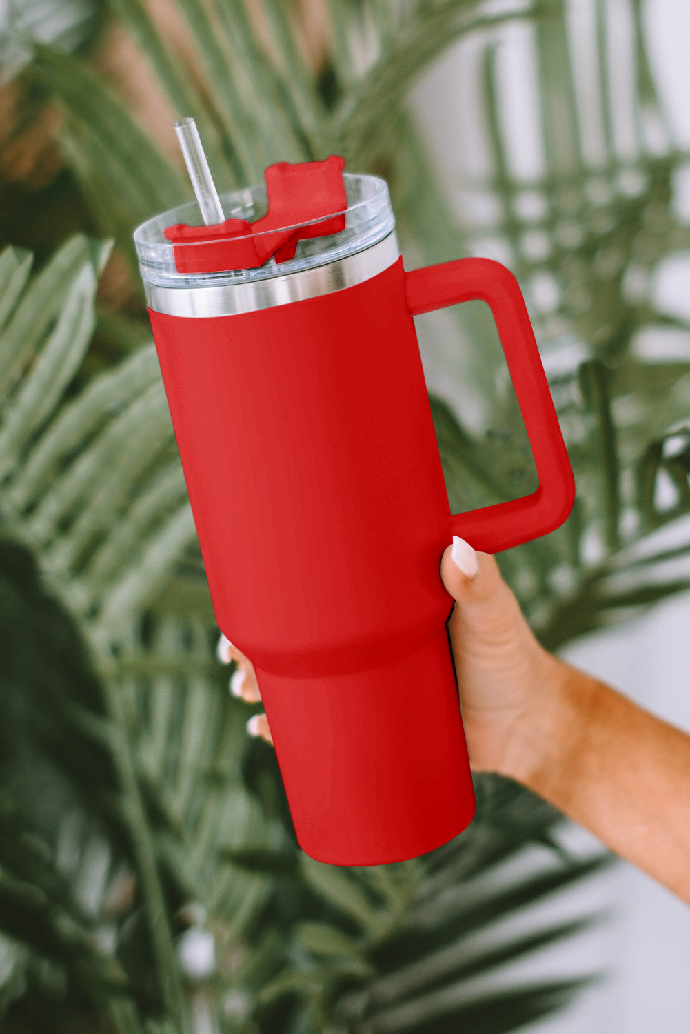 Red 304 Stainless Steel Insulated Tumbler Mug With Straw