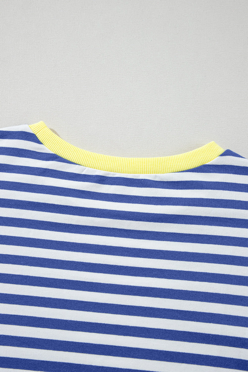 Sky Blue Stripe Contrast Edge Oversized Pullover