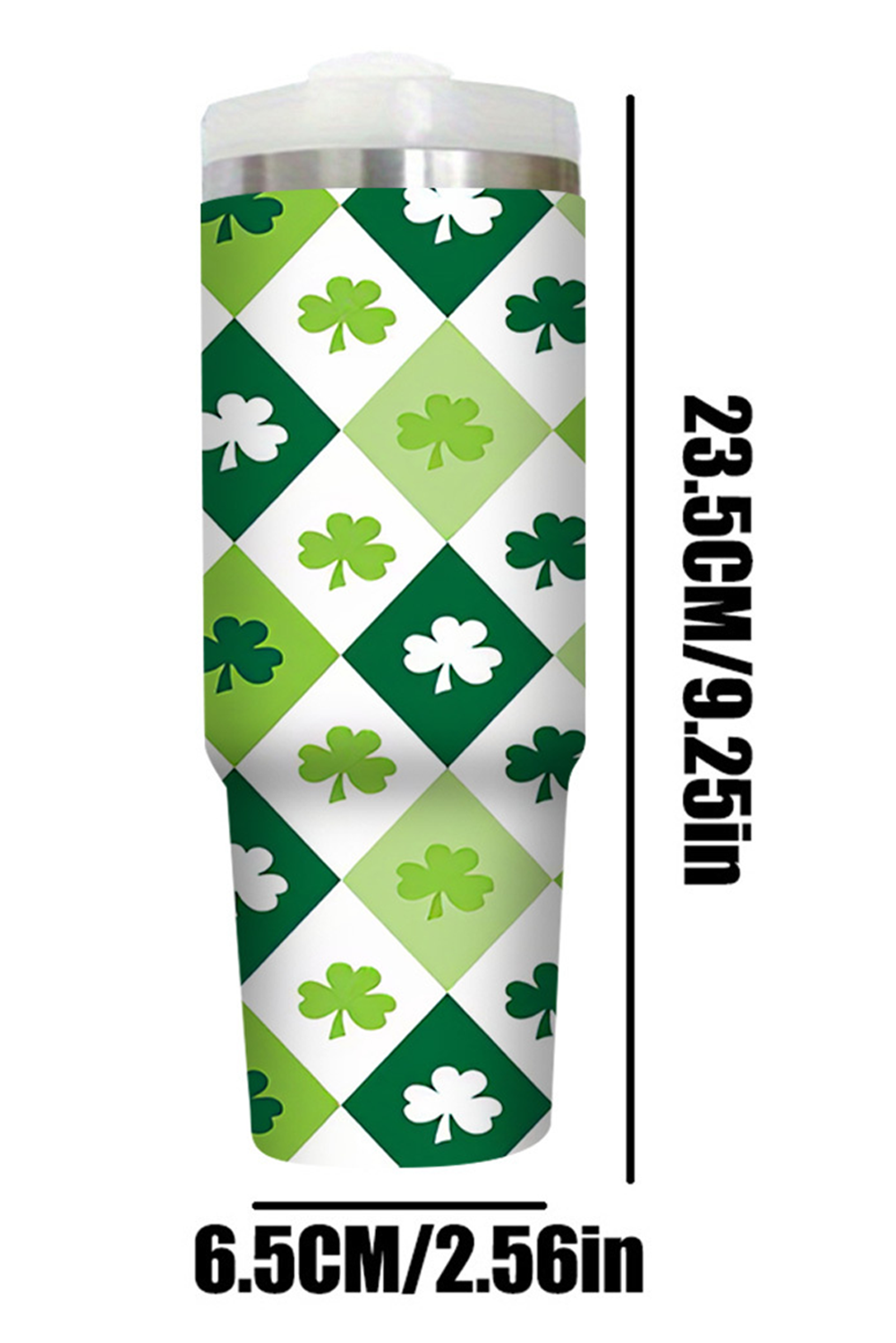 Green St Patricks Day Checkered Clover Tumbler Cup