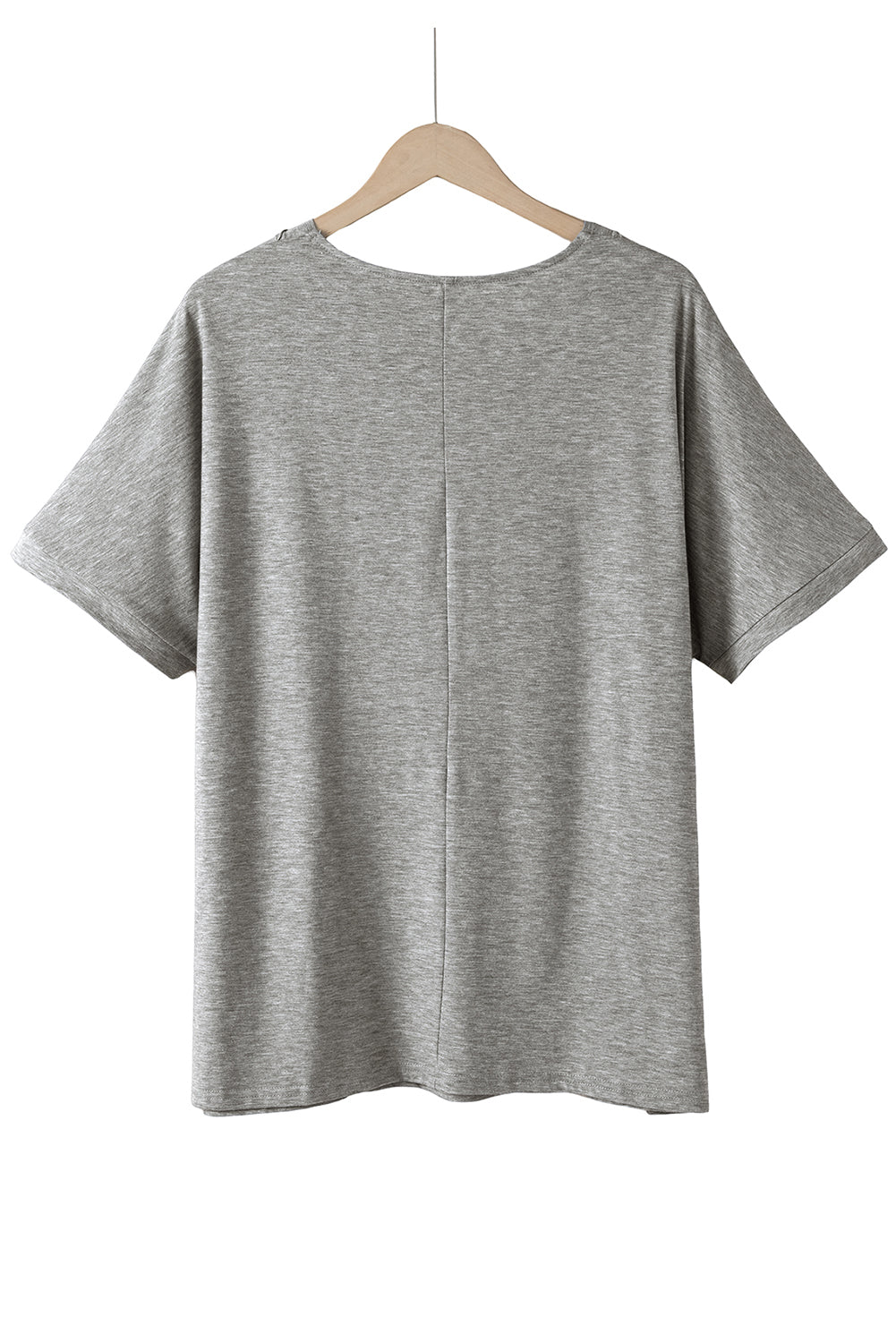 Gray Plus Size Buttoned V Neck Batwing Sleeve Top