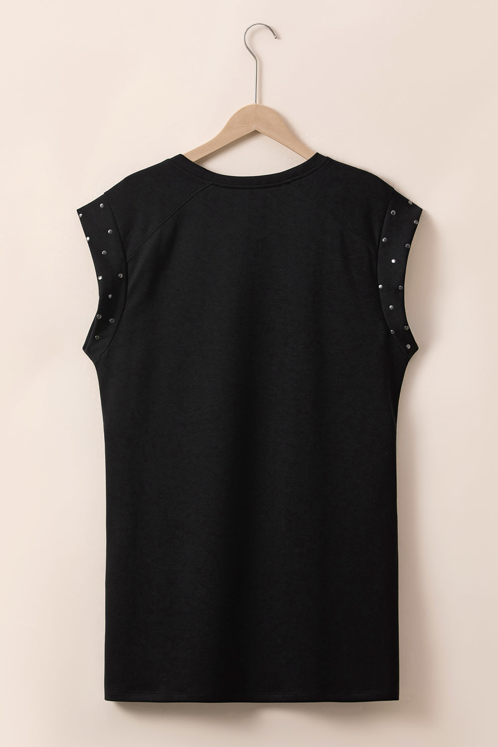 Black Studded Cap Sleeve Plus Size T Shirt Dress