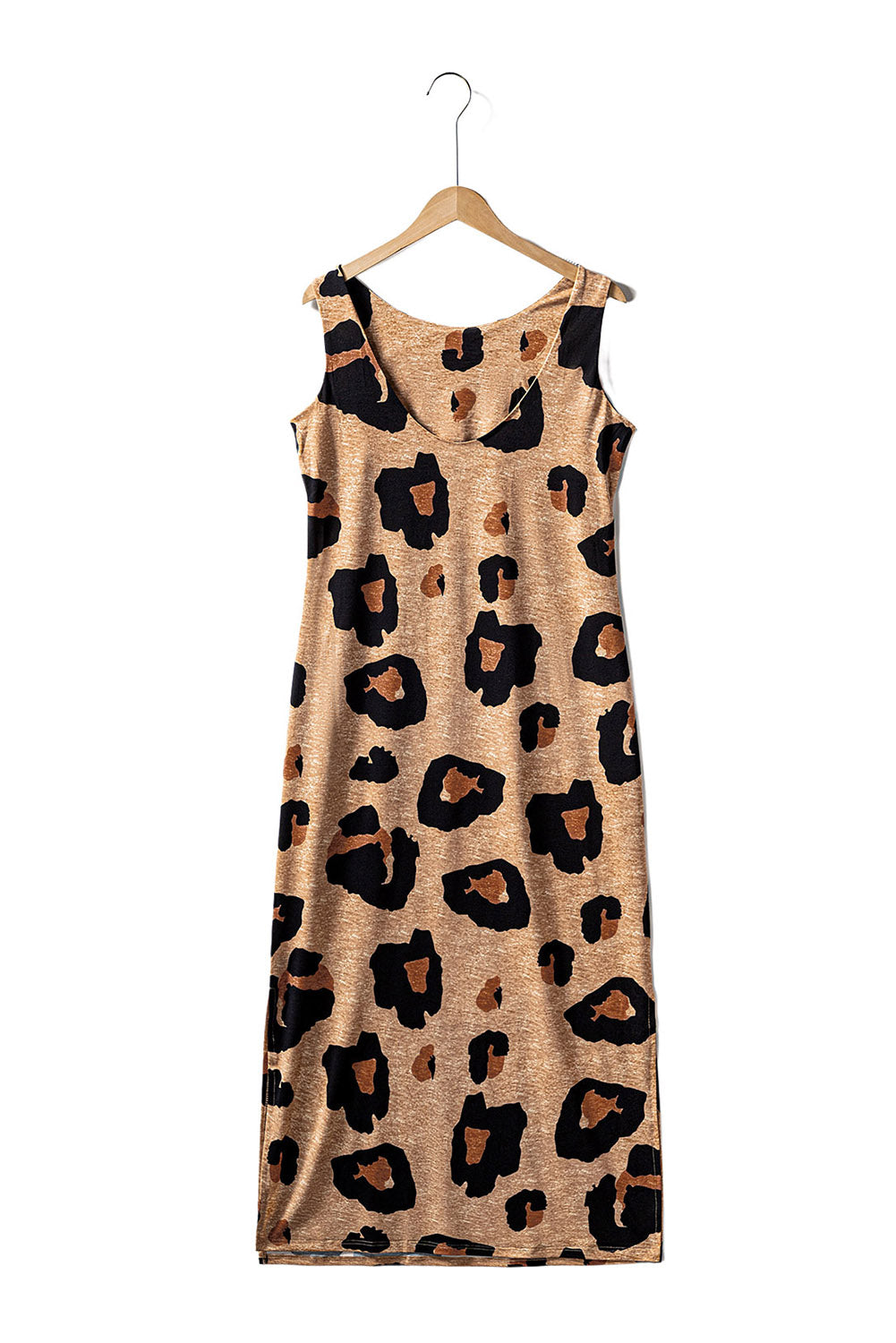 Leopard Split Open Back Sleeveless Maxi Dress