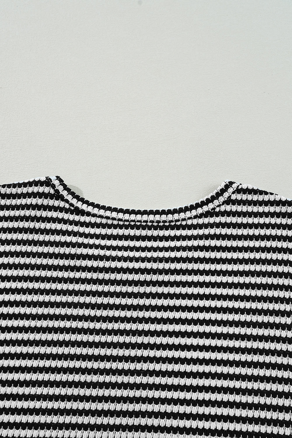 Black Striped Drop Shoulder Knit Plus Size Top