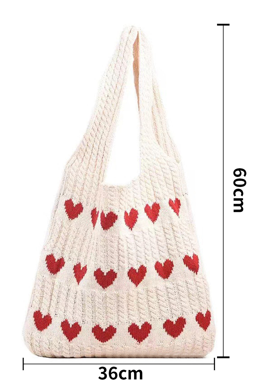 Blue Colorblock Heart Pattern Knit Shoulder Bag