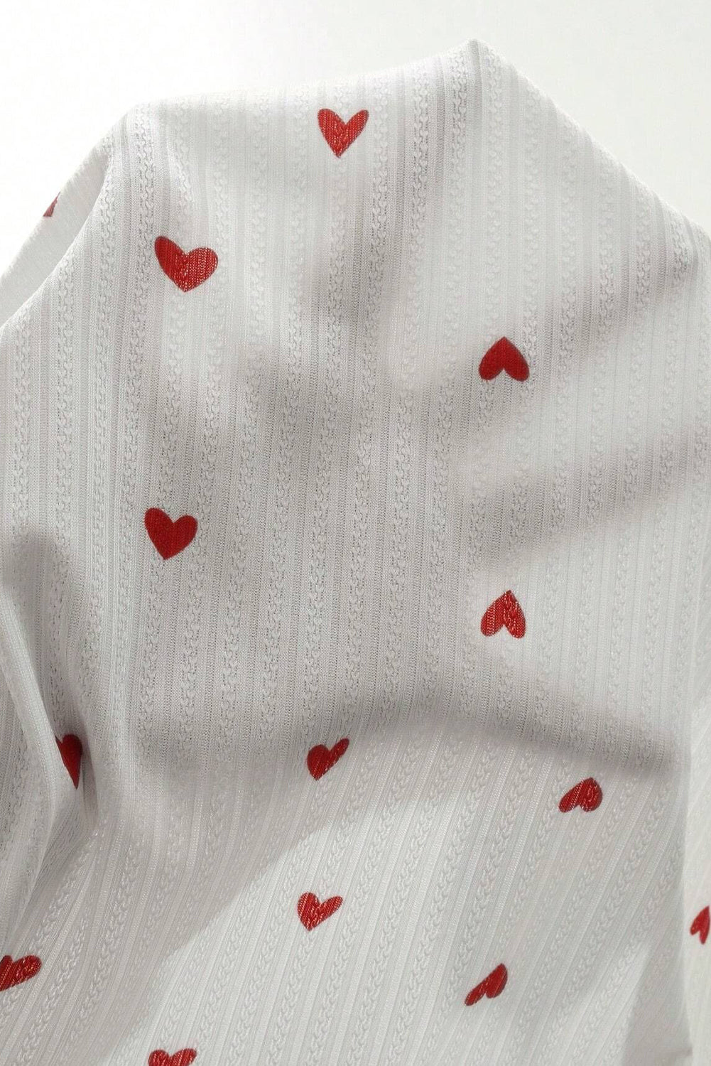 White Valentines Heart Pattern Tee and Pants Pajama Set