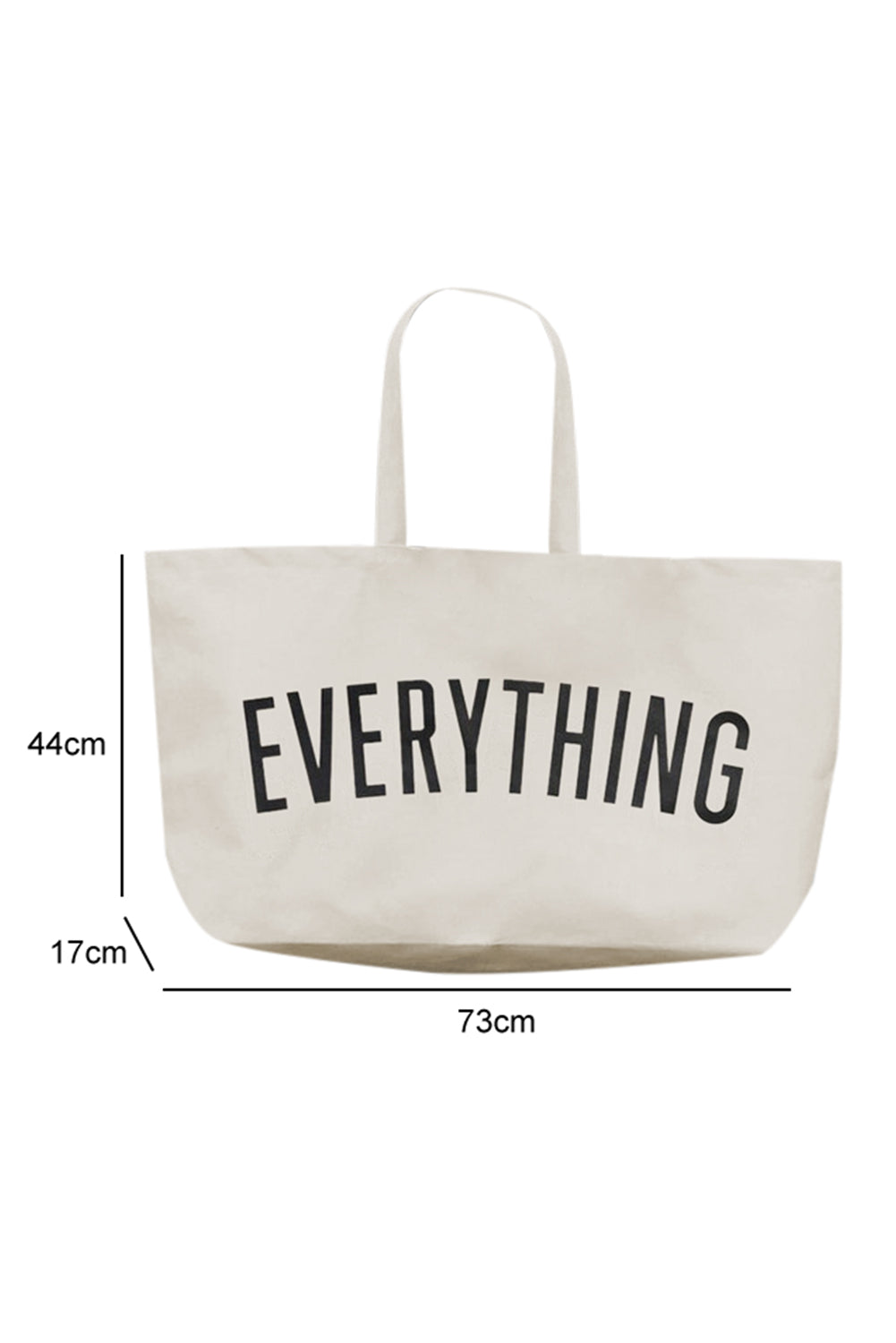 Black 73*17*44cm EVERYTHING Letter Print Large Canvas Tote Bag