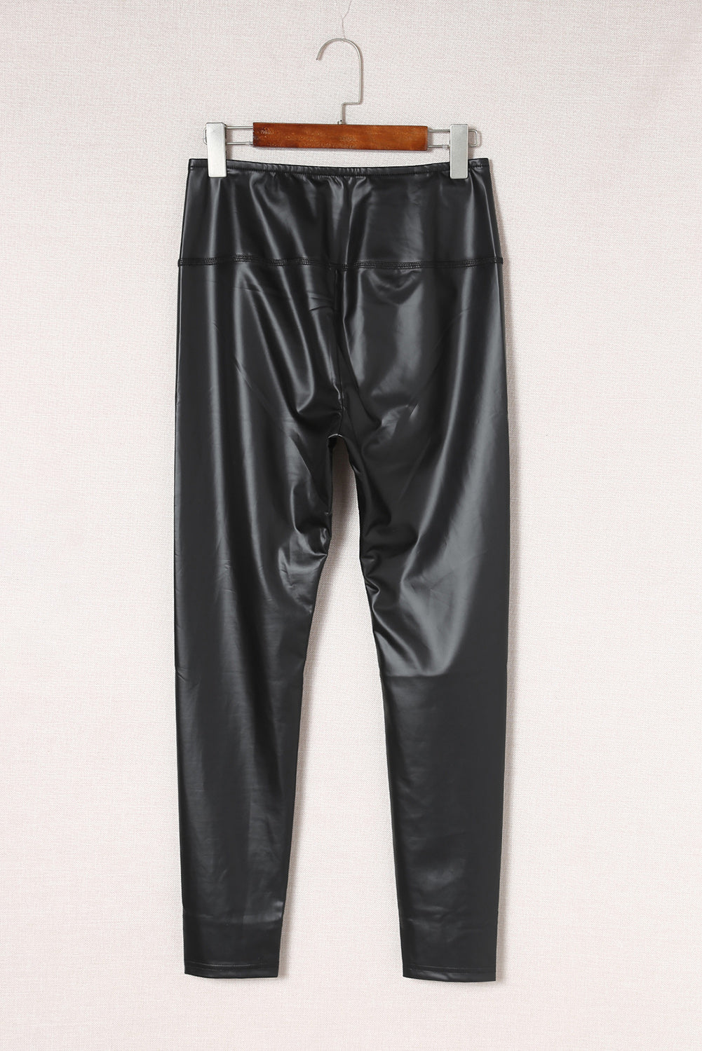 Black Faux Leather Casual High Waisted Leggings