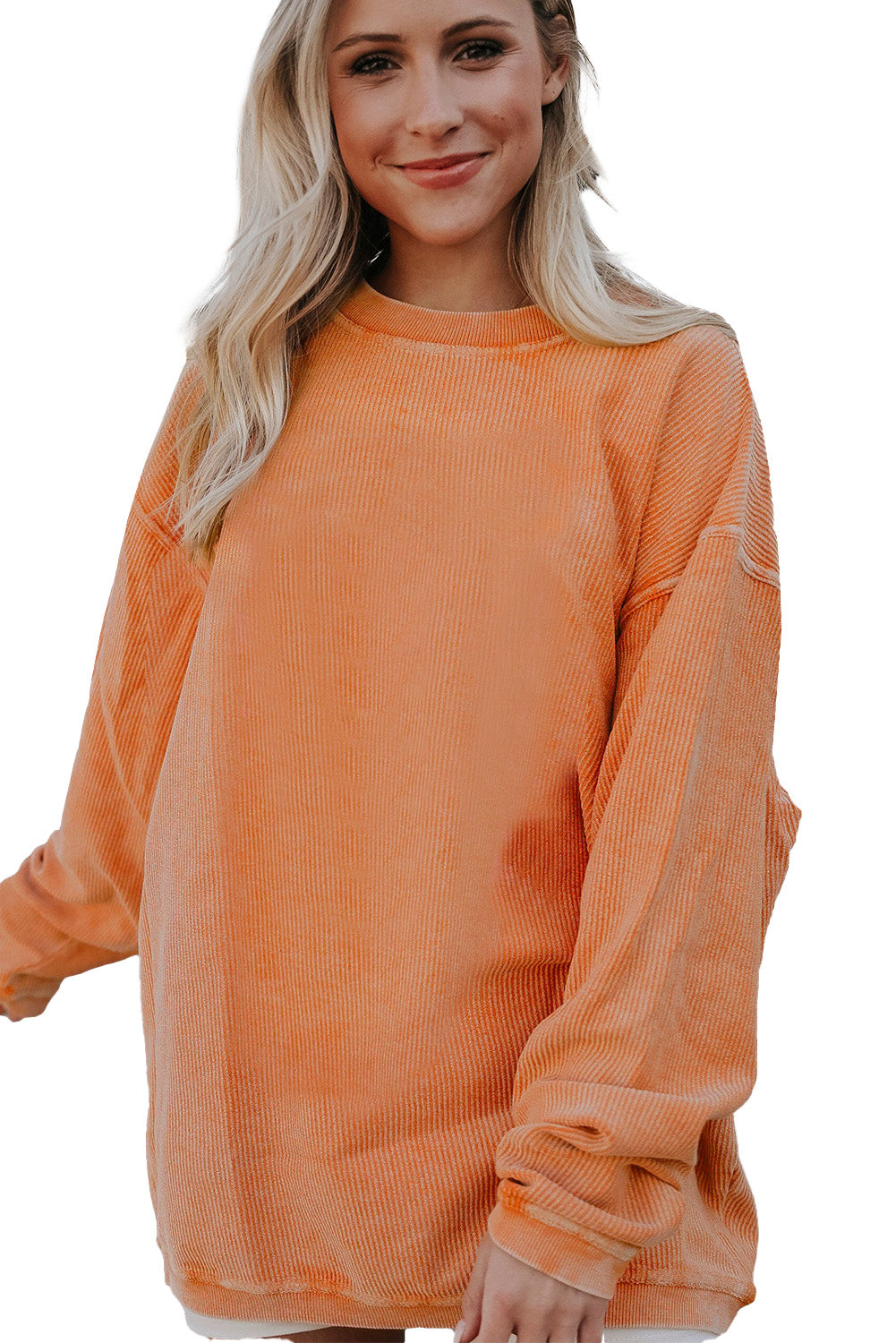 Grass Green Crinkle Rib Drop Shoulder Oversized Sweatshirt