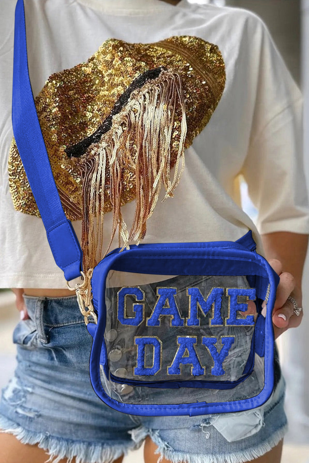 Fiery Red Chenille GAME DAY Pattern Clear Bag