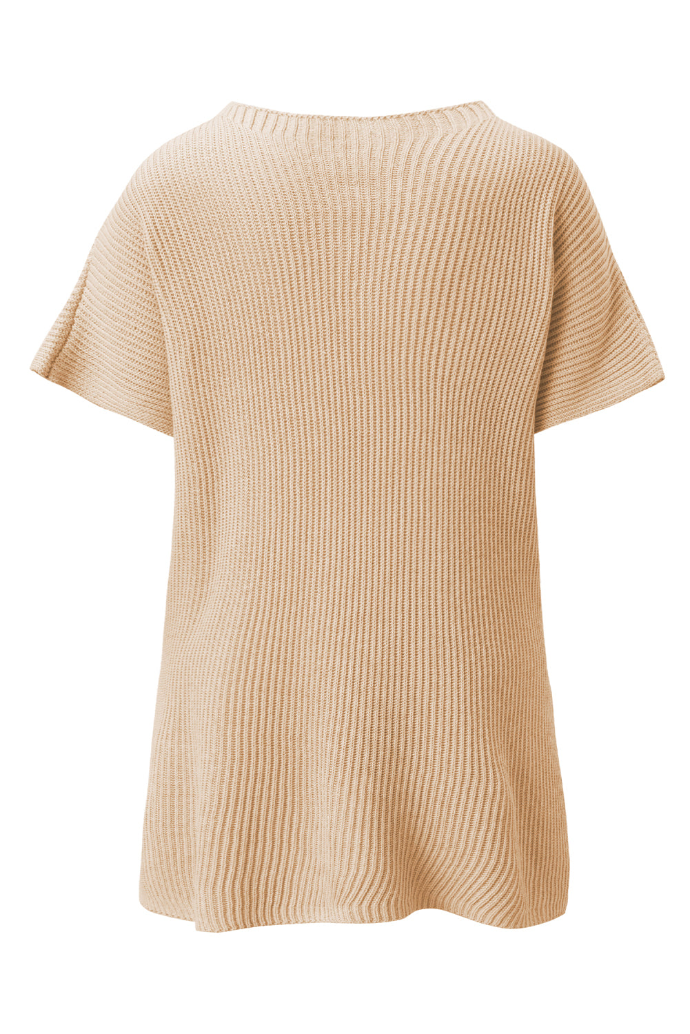 Apricot Side Slit Short Sleeve Oversized Sweater