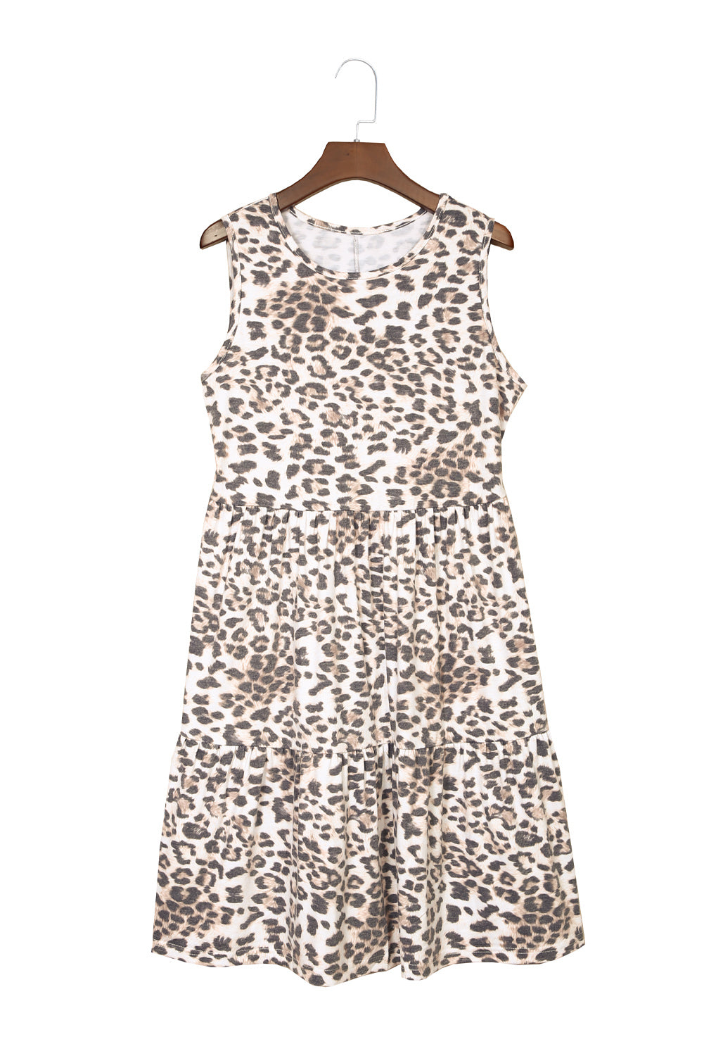 Casual Tiered Sleeveless Leopard Print Dress for Women