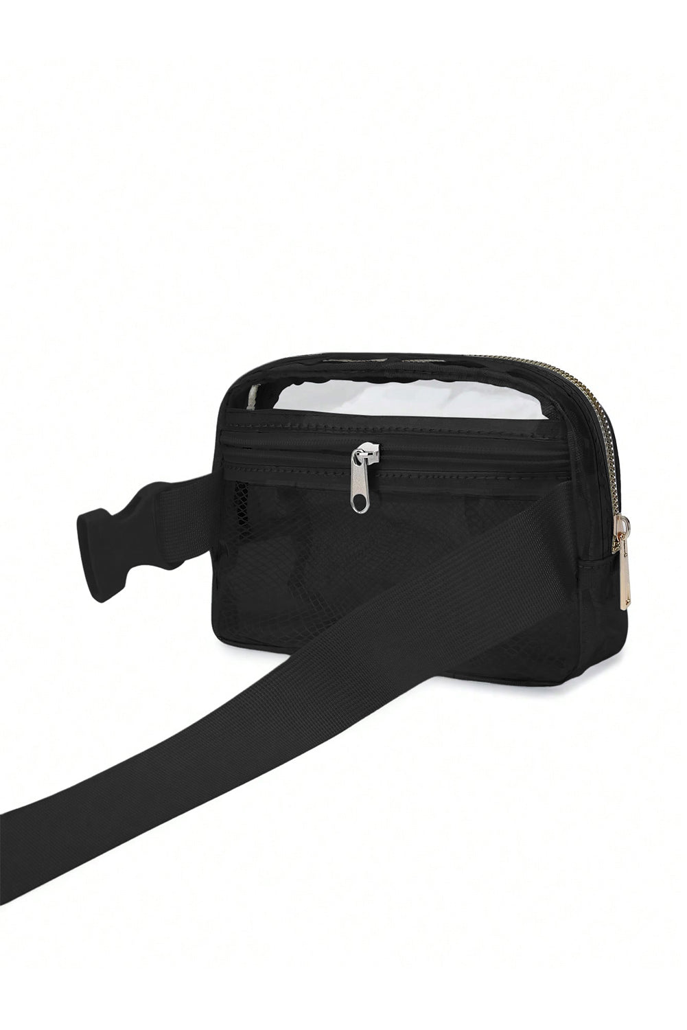 Bright White Adjustable Straps Zipper Clear Waist Bag