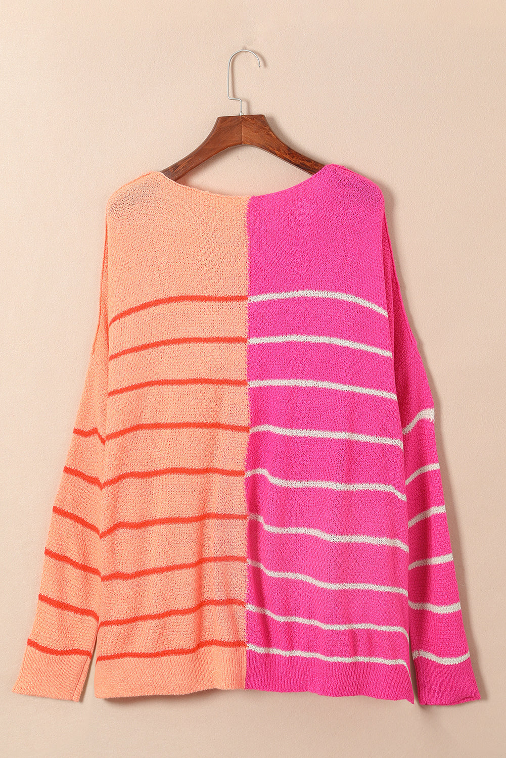 Yellow Plus Size Color Block Striped Patchwork Knit Sweater