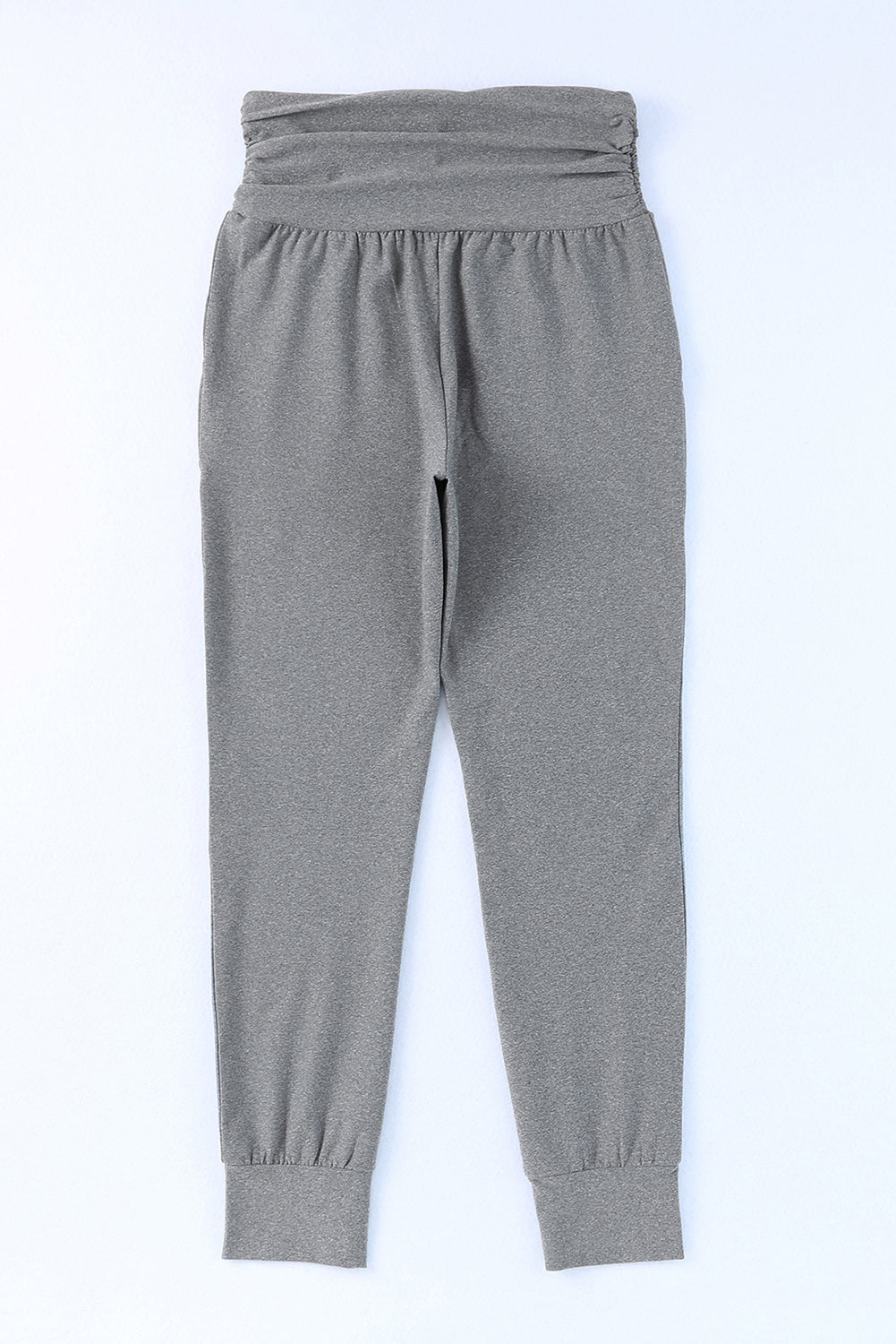 Grey Basic Pleated Pocket High Waisted Leggings