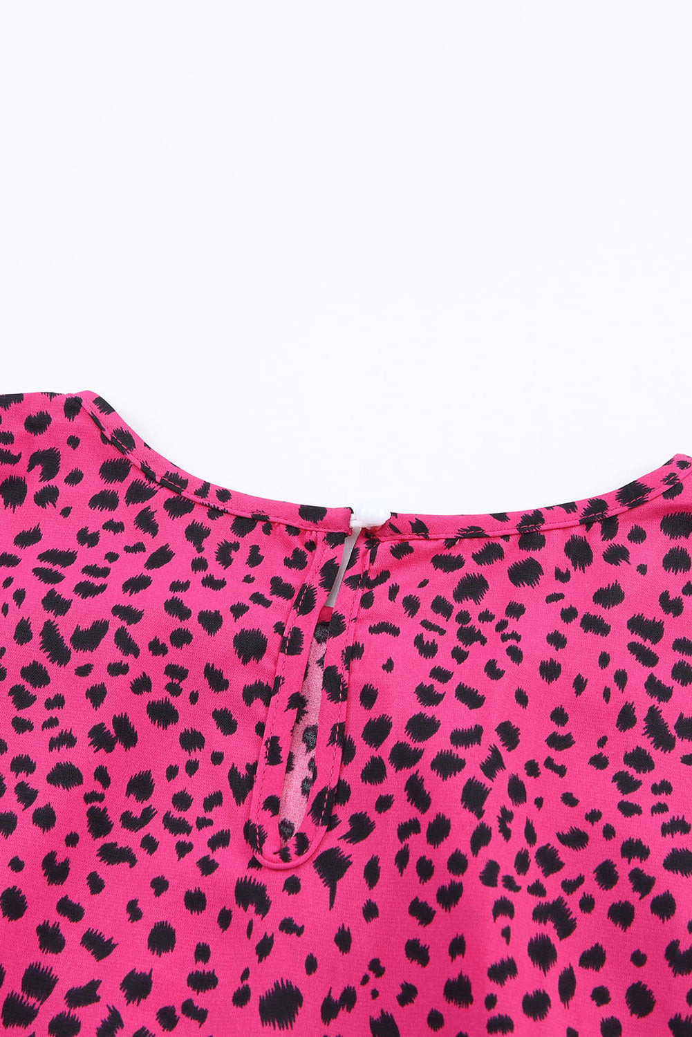 Rose Leopard Long Sleeve Pleated Blouse