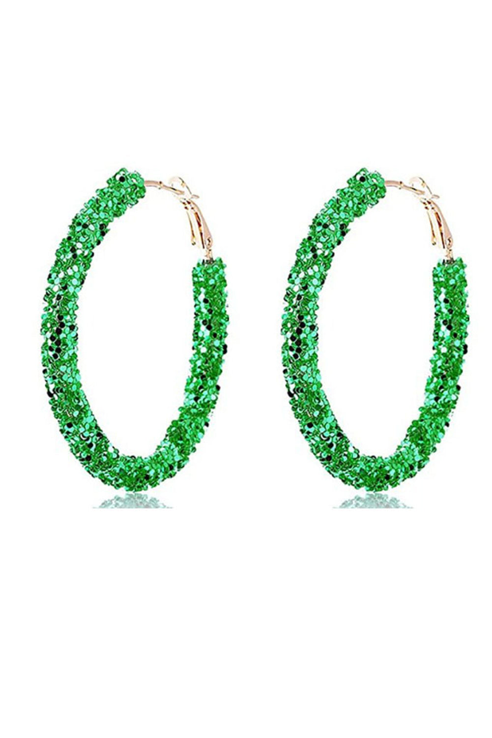 Dark Green St. Patricks Daring Sequin Loop Earrings