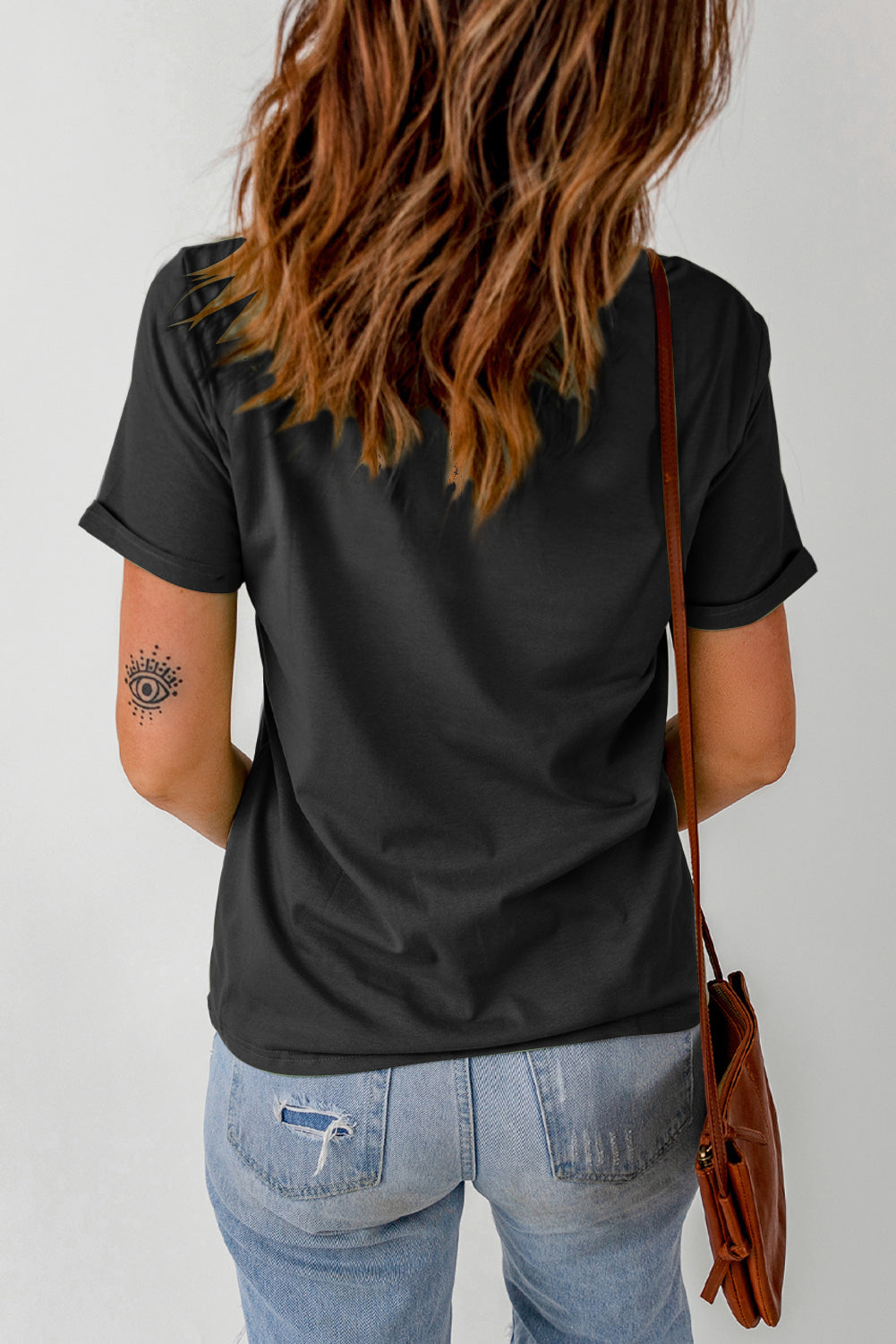 Black Casual be Kind Daisy Slogan Graphic Crewneck Tee