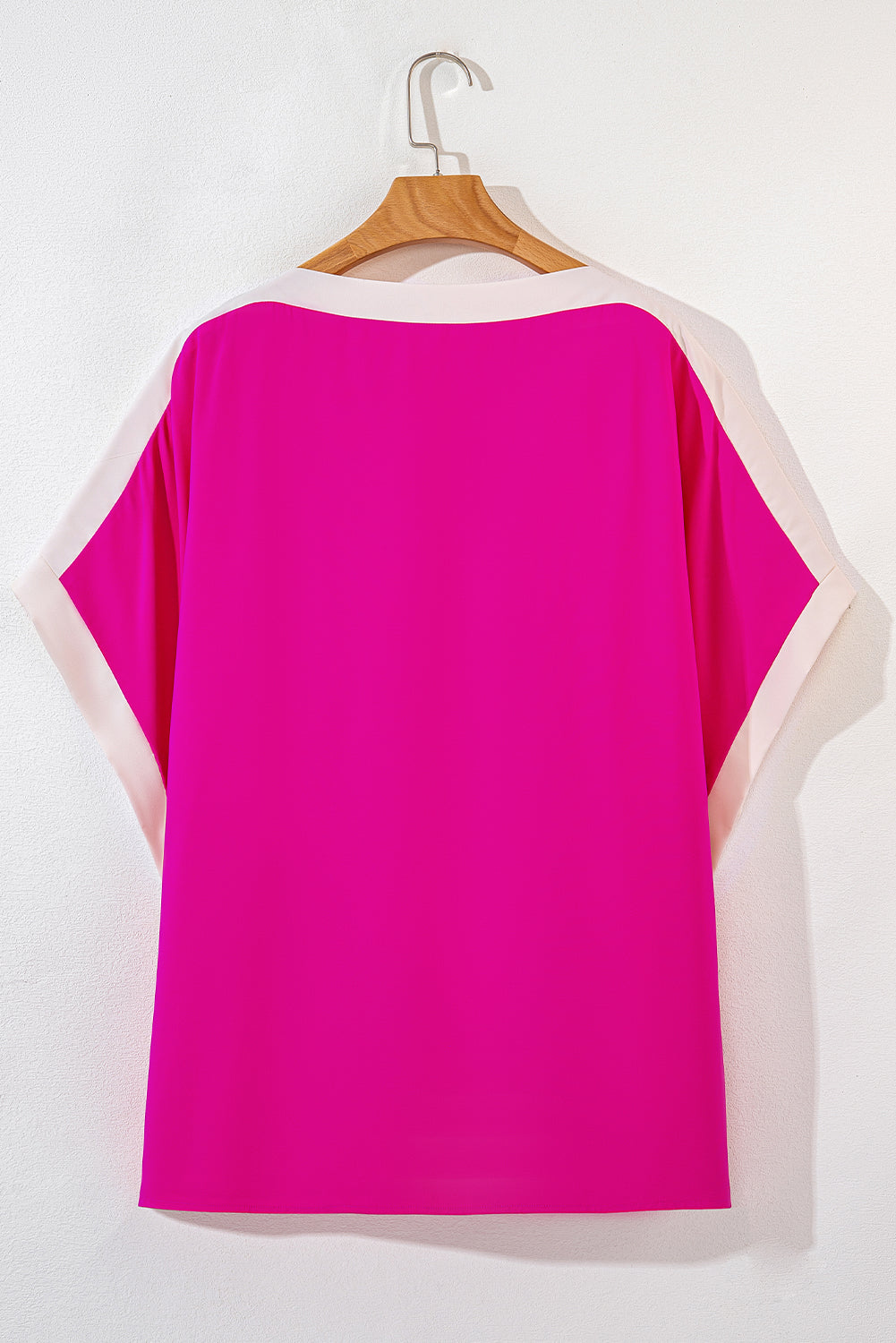 Green Colorblock Batwing Sleeve Boat Neck Blouse